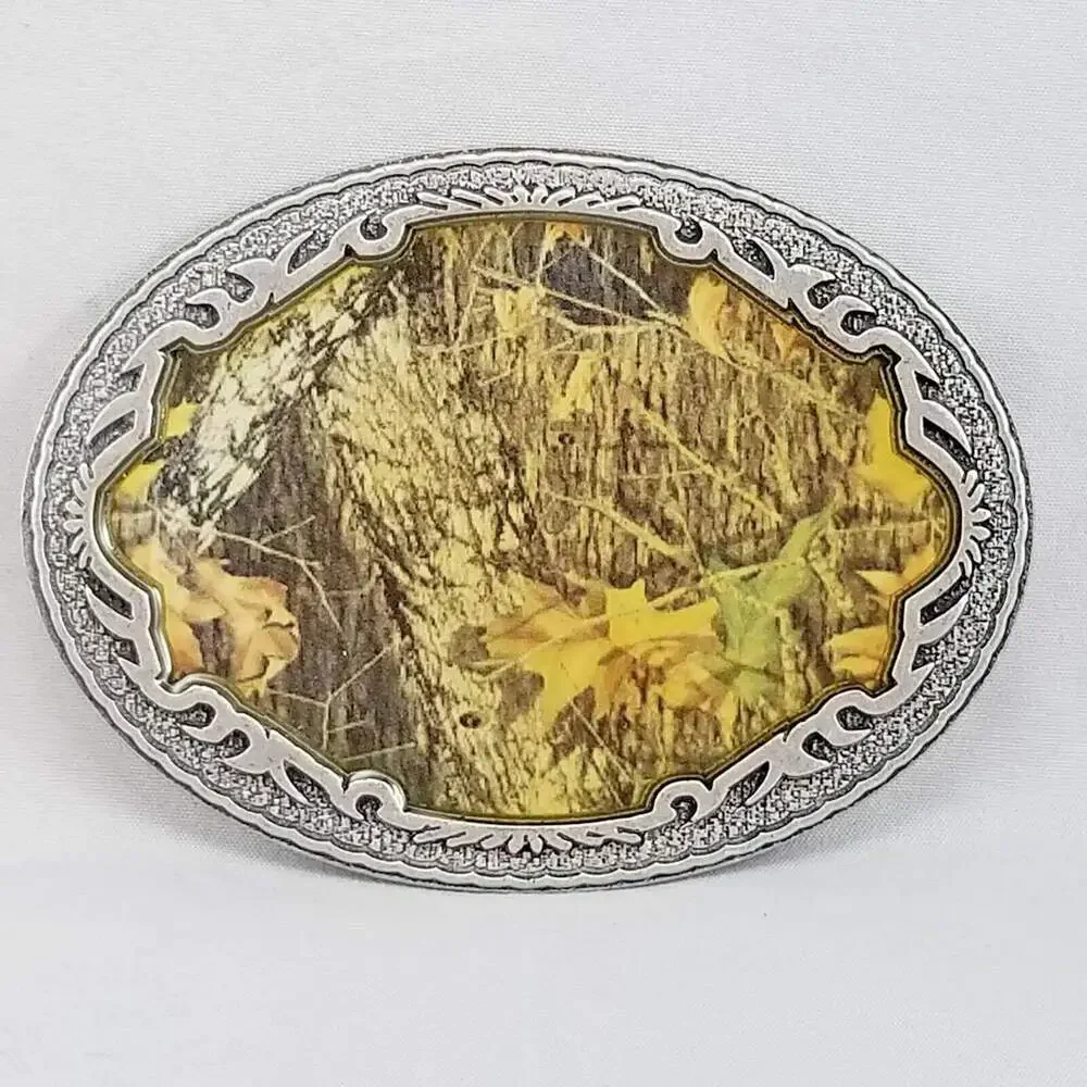 Belt Buckle Camouflaged Trees Leaves Picture Enamel Legends West 2006‎ USA Made
